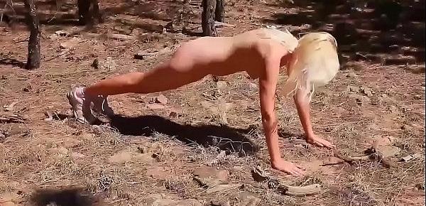  Blondie Teen workout naked in the forest - more on DigitalTeenPorn.com